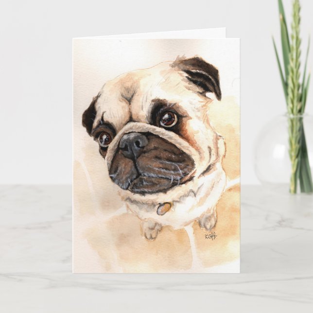 Cartão Pug Greeting Card (Frente)