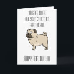 Cartão Pug Greeting Card<br><div class="desc">Add your custom wording to this design by using the "Edit this design template" boxes on the right hand side of the item, or click the blue "Customize it" button to arrange the text, change the fonts and colours and to also add additional information or images to this design. ****For...</div>