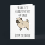 Cartão Pug Greeting Card<br><div class="desc">Add your custom wording to this design by using the "Edit this design template" boxes on the right hand side of the item, or click the blue "Customize it" button to arrange the text, change the fonts and colours and to also add additional information or images to this design. ****For...</div>