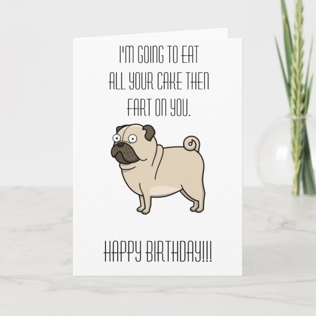Cartão Pug Greeting Card (Frente)