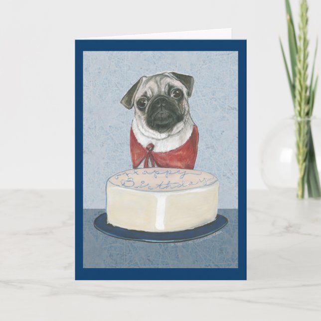 Cartão Pug Happy Birthday Card (Frente)