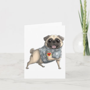 Cartão Pug I Love Mamãe Tatuagem Camiseta de cão Dia de a