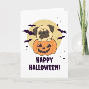 Cartão Pug In Pumpkin Sweet Dogs Happy Halloween