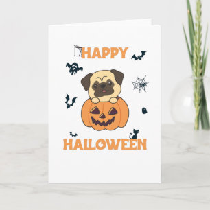 Cartão Pug In Pumpkin Sweet Dogs Happy Halloween