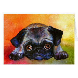 Cartão Pug lunático que pinta #1 Svetlana Novikova