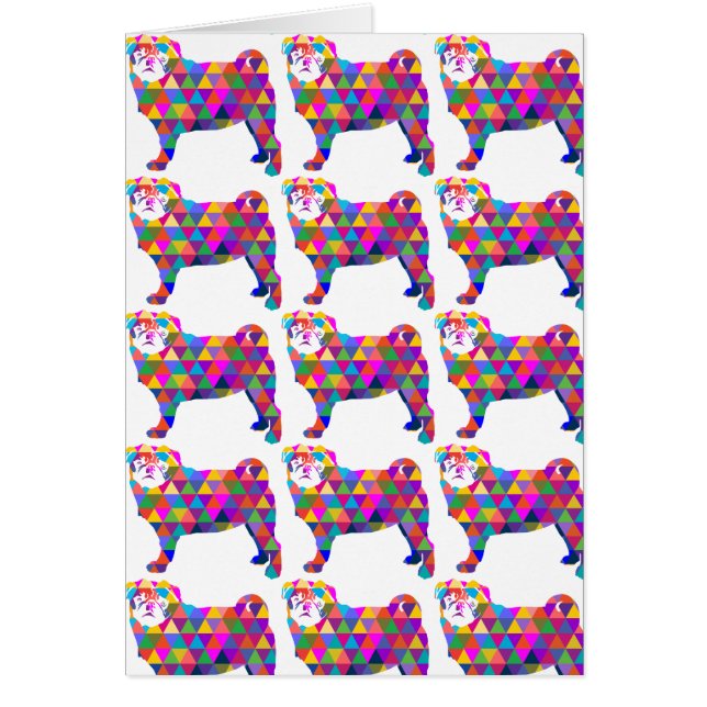 Cartão Pug Pattern Red Blu (Frente)