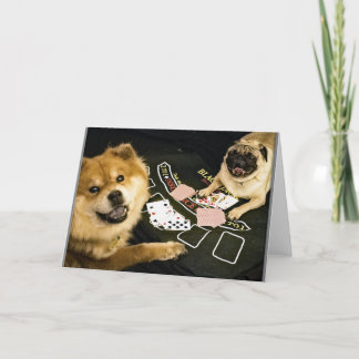 Cartão Pug Poker Greeting card