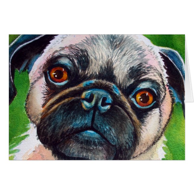 Cartão Pug Portrait (Frente Horizontal)