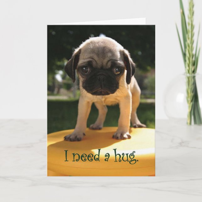 Cartão Pug Precisa De Um Abraço (Frente)