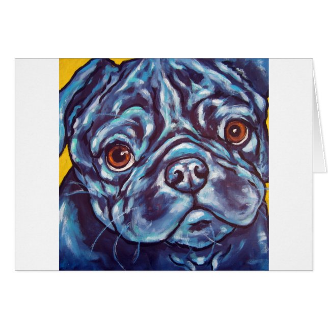 Cartão Pug preto (Frente Horizontal)