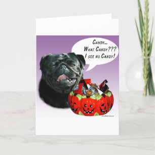 Cartão Pug (preto) Halloween Candy