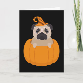 Cartão Pug & Pumpkin Halloween Card