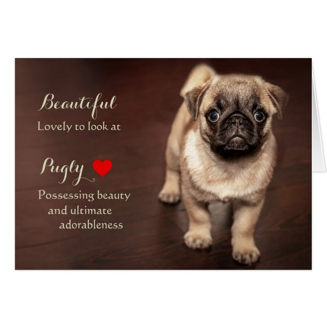 Cartão Pug Puppy (Frente Horizontal)