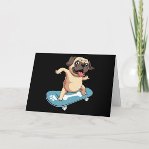 Cartão Pug Skateboarder Patinando