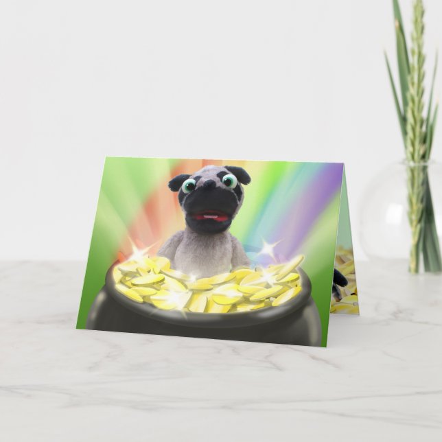 Cartão Pug St. Patrick's Day Card (Frente)