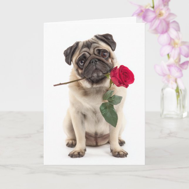 Cartão Pug Valentine (Orquídea)