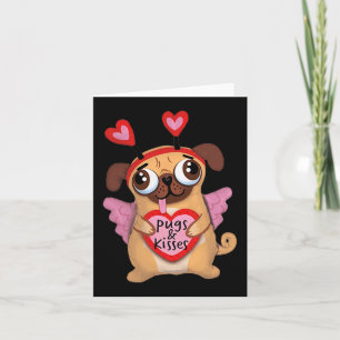 Cartão Pugs Cupido do Dia dos Namorados Beijos Pug Amor n