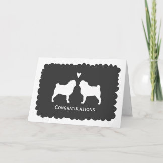 Cartão Pugs Parabéns de Casamento Cachorro Recém-Parabéns