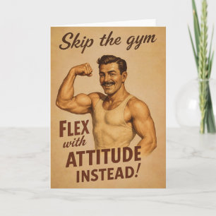 Cartão Pule a Academia Cartaz Vintage Humor Fitness Ret