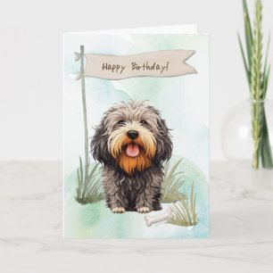 Cartão Puli Dog Bread Lá Fora Sob Sinal De Aniversário