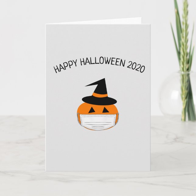 Cartão pumkin witch hat & mask quarantine halloween fun (Frente)