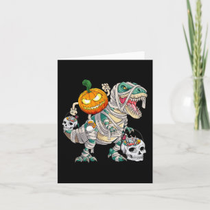 Cartão Pumpkin Andando Mummy Dinossaur T rex Diversão Hal