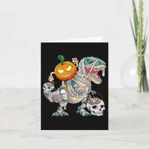 Cartão Pumpkin Andando Mummy Dinossaur T Rex Halloween Di