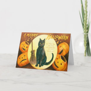 Cartão Pumpkin Black Cat Jack O Lantern