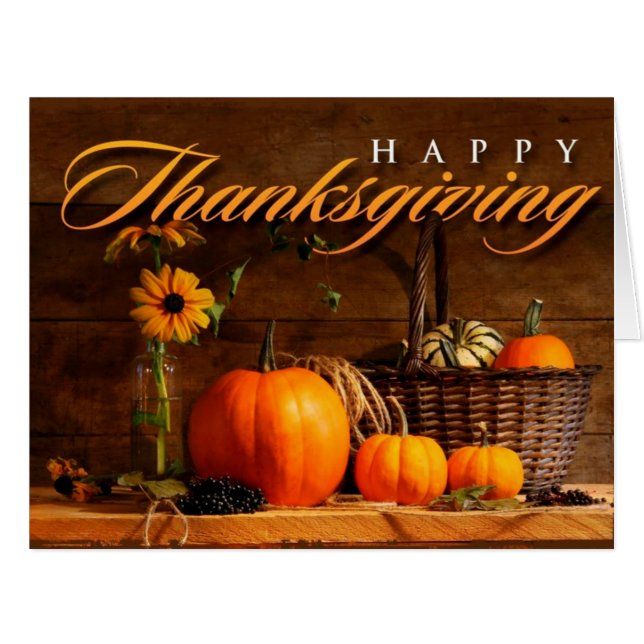 Cartão Pumpkin Bonito de Ação de Graças (Frente horizontal)