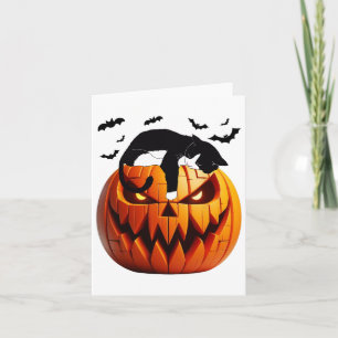 Cartão Pumpkin Cat Tuxedo Halloween Traga Entusiasmo Para