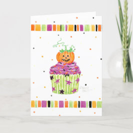 Cartão Pumpkin Cupcake Halloween Greeting Card