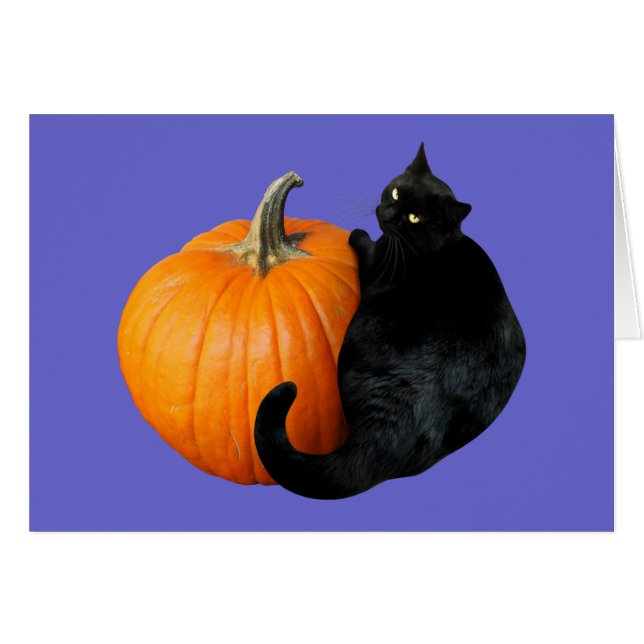 Cartão Pumpkin de Gato Negro (Frente Horizontal)