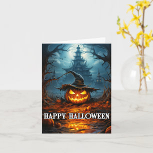 Cartão Pumpkin de Halloween Spooky Brilhante