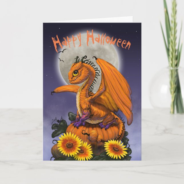 Cartão Pumpkin dragon Halloween greeting card (Frente)