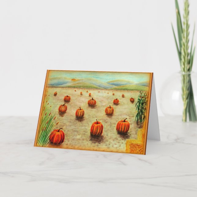 Cartão Pumpkin Field Greeting Card (Frente)