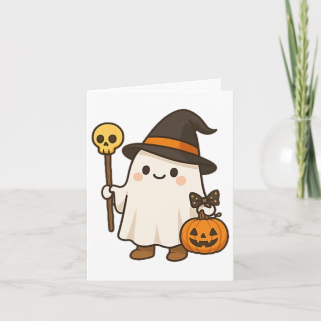 Cartão Pumpkin Ghost Shirt Cute Halloween Kids (Frente)
