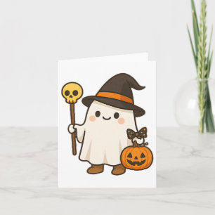 Cartão Pumpkin Ghost Shirt Cute Halloween Kids