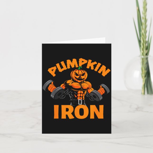 Cartão Pumpkin Iron Halloween Gym Workout Lifting Pun Fun (Frente)
