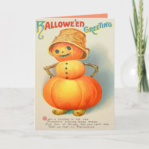 Cartão Pumpkin Jack O' Lanterna Snowman