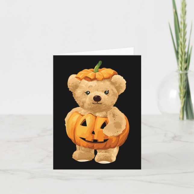 Cartão Pumpkin legal E Urso Para O Dia Das Bruxas (Frente)
