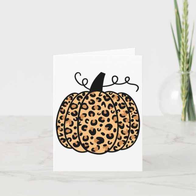 Cartão Pumpkin Leopard Impressão Ação de Graças Queda Pum (Frente)