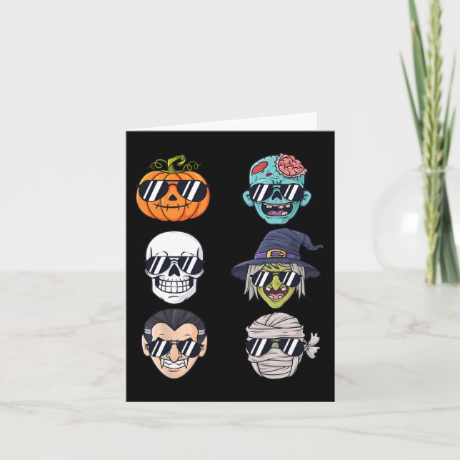 Cartão Pumpkin mais fixe Halloween Skeleton Bruxa Vampiro (Frente)