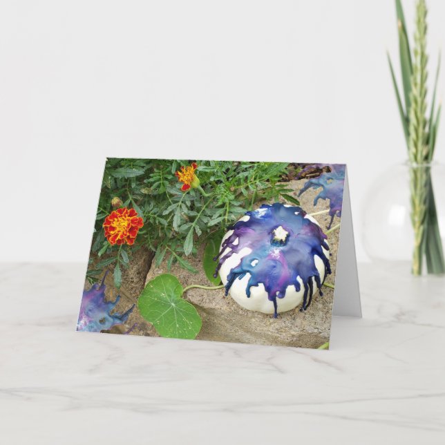 Cartão Pumpkin roxo - mensagem personalizada (Frente)