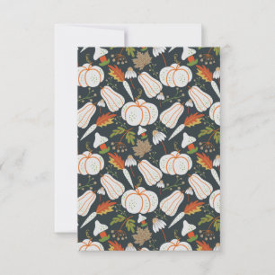 Cartão Pumpkin sem costura padrão floral preto e branco