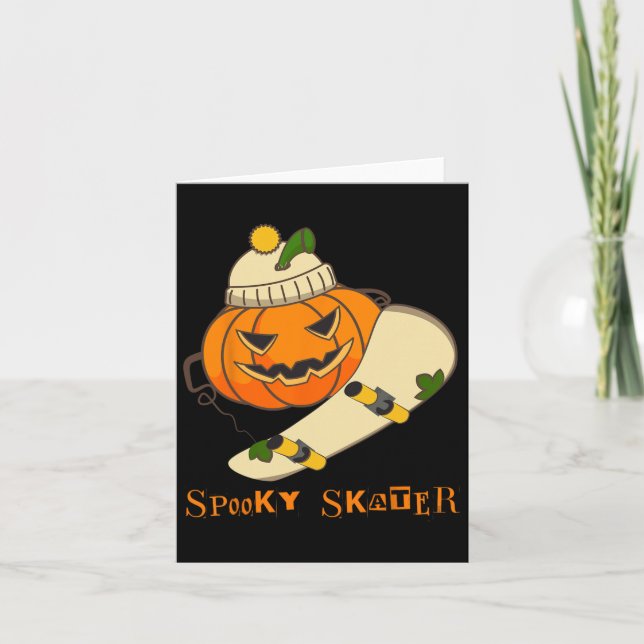 Cartão Pumpkin Skateboard Halloween Figurume Diversão Ska (Frente)