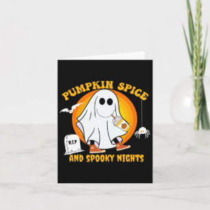 Cartão Pumpkin Spice Latte Fall Vibe Halloween Spooky Gho