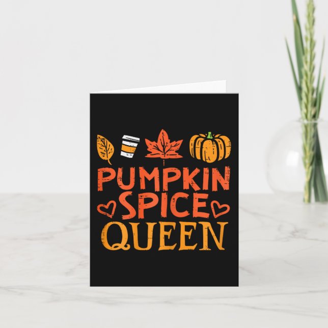 Cartão Pumpkin Spice Queen Fall Season Women G (Frente)