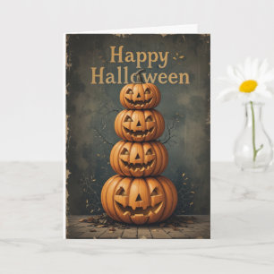 Cartão Pumpkin Stack Russo Halloween Farmhouse Fall Vibe