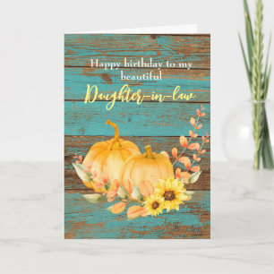Cartão Pumpkin Sunflower Cai Aniversário Filha de Direito