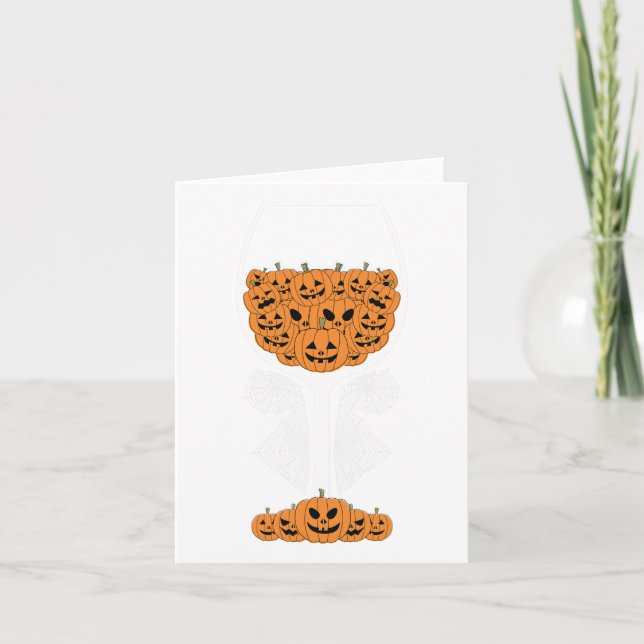 Cartão Pumpkin Wine Gl Spider Fácil Halloween (Frente)